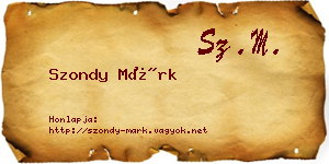 Szondy Márk névjegykártya