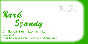 mark szondy business card